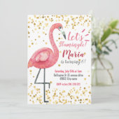 Flamingo Tropical Birthday party Flamingle Invita Kaart (Staand voorkant)
