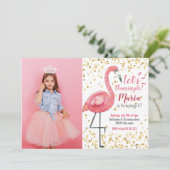Flamingo Tropical Birthday party Invitation Kaart (Staand voorkant)