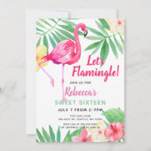 Flamingo tropical Birthday party Invitations Kaart (Voorkant)