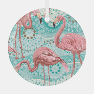 Flamingo Tropical: bloembehang Glas Ornament