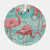 Flamingo Tropical: bloembehang Glas Ornament (Achterkant)