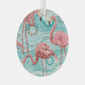 Flamingo Tropical: bloembehang Glas Ornament (Voorkant Rechts)