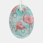 Flamingo Tropical: bloembehang Glas Ornament (Voorkant links)