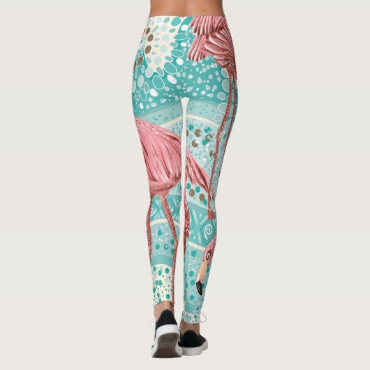 Flamingo Tropical:  bloembehang Leggings (Achterkant)