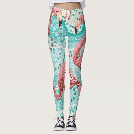 Flamingo Tropical: bloembehang Leggings (Voorkant)