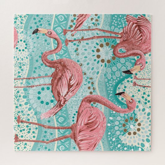 Flamingo Tropical:  bloembehang Legpuzzel (Horizontaal)
