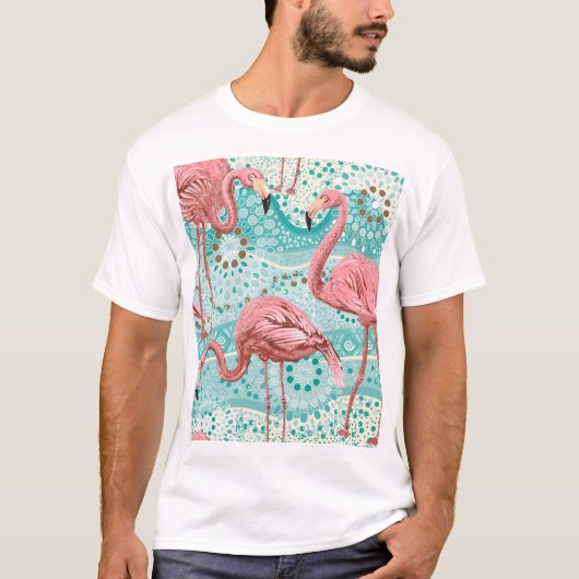 Flamingo Tropical: bloembehang T-shirt (Voorkant)