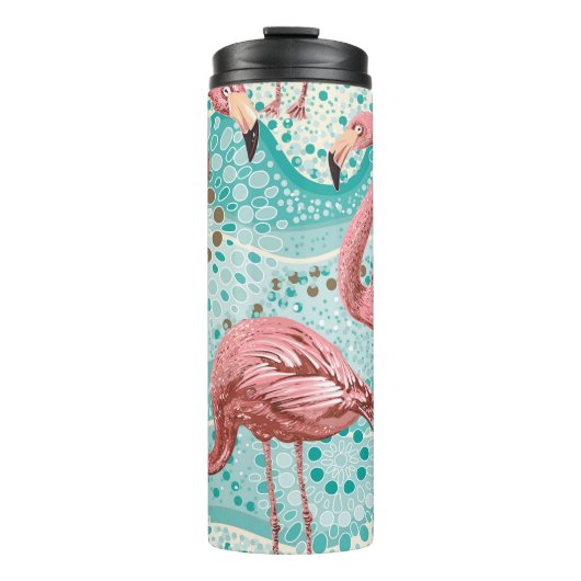 Flamingo Tropical:  bloembehang Thermosbeker (Voorkant)