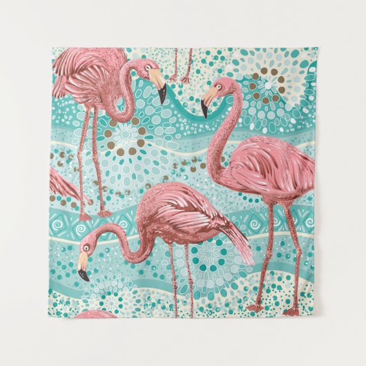 Flamingo Tropical: bloembehang Wandkleed (Voorkant)