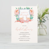 Flamingo Tropical Bridal Shower Invitation Kaart (Staand voorkant)