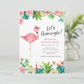 Flamingo Tropical Bridal Shower-uitnodiging Kaart (Staand voorkant)