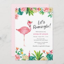 Flamingo Tropical Bridal Shower-uitnodiging Kaart