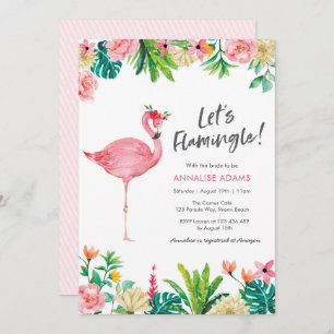 Flamingo Tropical Bridal Shower-uitnodiging Kaart