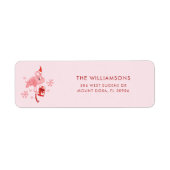 Flamingo Tropical Christmas Custom Retour Adres Etiket (Voorkant)