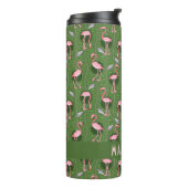 Flamingo Tropical Cute Dark Green Pattern Custom Thermosbeker (Gedraaid links)