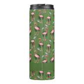 Flamingo Tropical Cute Dark Green Pattern Custom Thermosbeker (Achterkant)