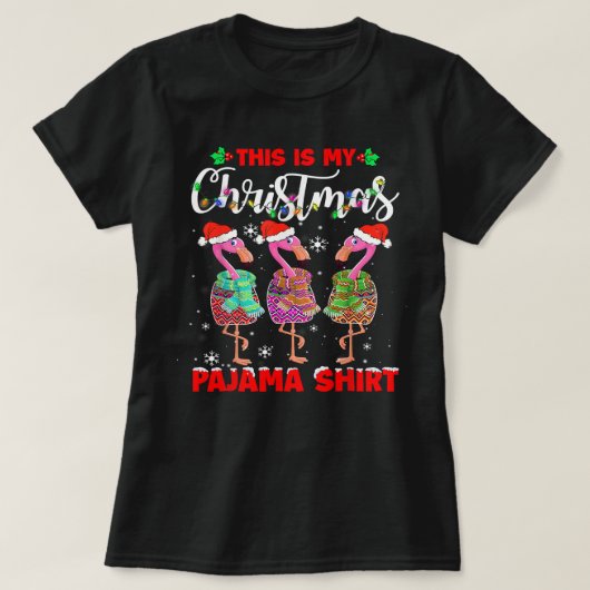 Flamingo Tropical Dit is mijn kerstpyjama flam T-shirt (Design voorkant)