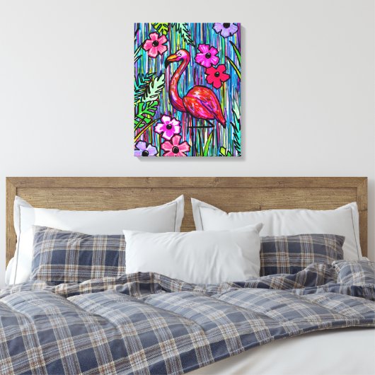 Flamingo Tropical Drawing Wall Art Canvas Afdruk (Insitu (Slaapkamer))