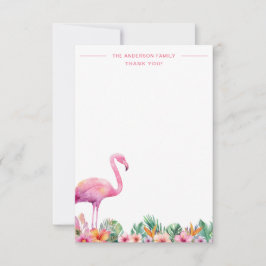 Flamingo Tropical Family Thank You Flat Card Bedankkaart