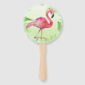Flamingo Tropical Ferns Elegant Waterverf Handwaaier (Achterkant)