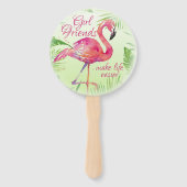 Flamingo Tropical Ferns Elegant Waterverf Handwaaier (Voorkant)