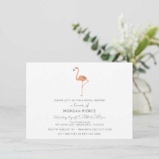 Flamingo Tropical Floral Vrijgezellenfeest Kaart (Staand voorkant)