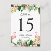 Flamingo Tropical Floral Wedding Table Number Kaar RSVP Kaartje (Voorkant)