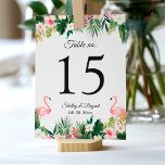 Flamingo Tropical Floral Wedding Table Number Kaart<br><div class="desc">Flamingo Tropical Floral Wedding Table Number Kaart (1) Gelieve deze sjabloon één voor één aan te passen (bijv. van nummer 1 tot xx) en elk nummerbord afzonderlijk aan uw wagen toe te voegen. (2) Voor verdere aanpassing, gelieve de "pas verder"verbinding aan en ons ontwerphulpmiddel te gebruiken om deze sjabloon te...</div>