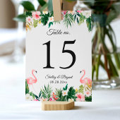 Flamingo Tropical Floral Wedding Table Number Kaart
