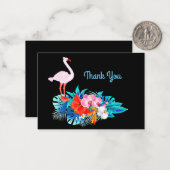 Flamingo Tropical Flower Bedankt Notitiekaartje (Voorkant / Achterkant in situ)