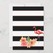 Flamingo Tropical Flowers Black Stripe Baby shower Kaart (Achterkant)