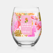 Flamingo Tropical Garden Roze Wijnglas Zonder Voet (Voorkant)