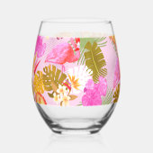Flamingo Tropical Garden Roze Wijnglas Zonder Voet (Achterkant)