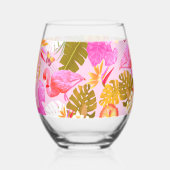 Flamingo Tropical Garden Roze Wijnglas Zonder Voet (Links)