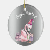 Flamingo tropical Happy Holiday Kerstmis Keramisch Ornament (Links)