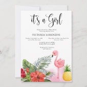 Flamingo Tropical Is een meisje Baby shower Kaart (Voorkant)