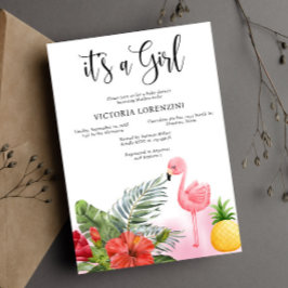 Flamingo Tropical Is een meisje Baby shower Kaart
