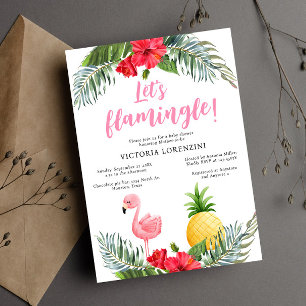 Flamingo Tropical Is een meisje Baby shower Kaart
