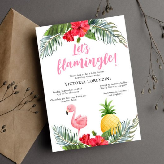 Flamingo Tropical Is een meisje Baby shower Kaart