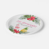 Flamingo Tropical Is een meisje Baby shower Papieren Bordje (Gekanteld)