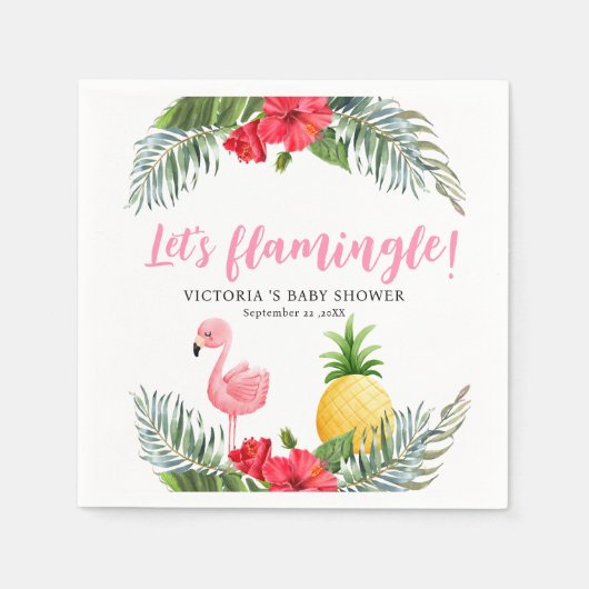 Flamingo Tropical Is een meisje Baby shower Servet (Voorkant)