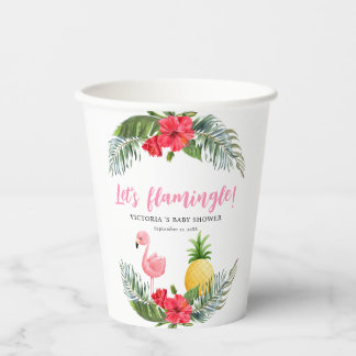 Flamingo Tropical Its a Girl Baby Shower  Papieren Bekers