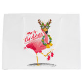Flamingo Tropical Kerstmis Groot Cadeauzakje (Voorkant)
