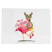 Flamingo Tropical Kerstmis Groot Cadeauzakje (Achterkant)