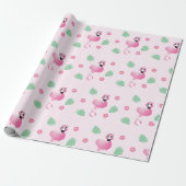 Flamingo Tropical Leaf Flowers Pattern Light Roze Cadeaupapier (Uitgerold)