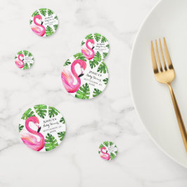 Flamingo Tropical Leaves Baby shower Party Confetti