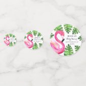 Flamingo Tropical Leaves Baby shower Party Confetti (Voorkanten)