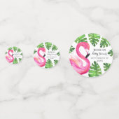 Flamingo Tropical Leaves Baby shower Party Confetti (Achterkanten)