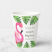 Flamingo Tropical Leaves Baby shower Party Favor Papieren Bekers (Voorkant)