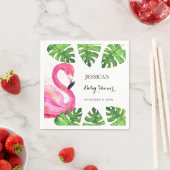 Flamingo Tropical Leaves Baby shower Party Servet (Insitu)